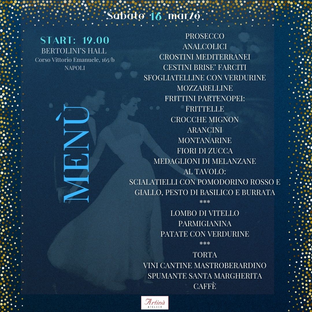 menu della cena Sinatra e Carosone